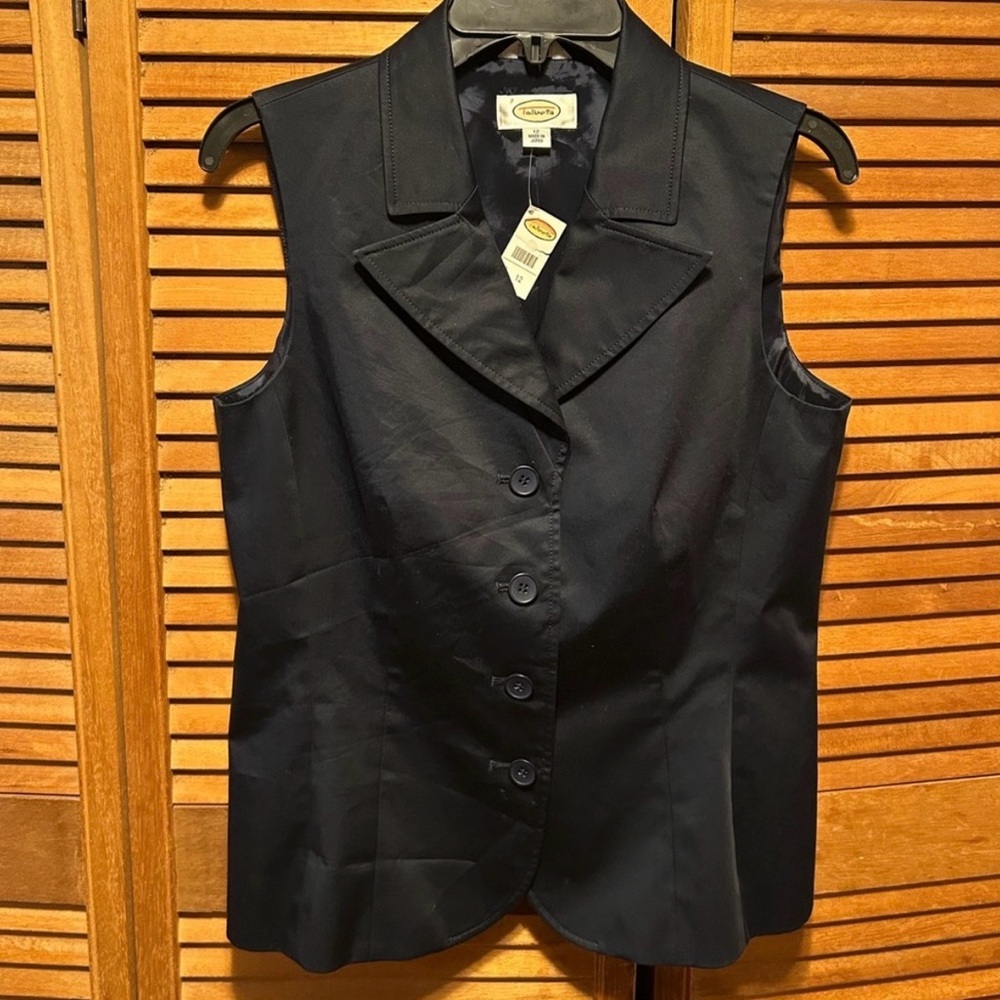 Talbots Navy Blue Tailored Stretch Collared Vest